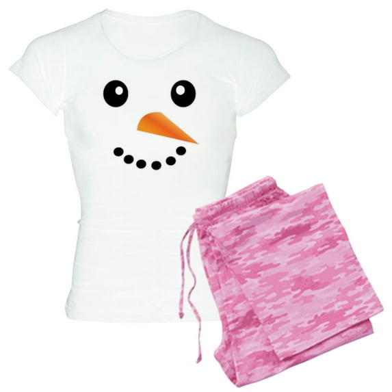 CafePress - FROSTY SNOWMAN FACE Women's Light Pajamas - Women's Short Sleeve Print T-Shirt and Pants Light Cotton Pajama Set