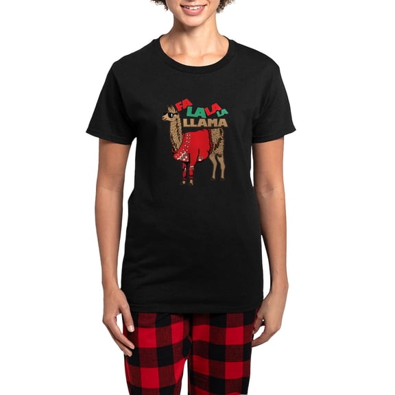 CafePress - Fa La La Llama Women's Dark Pajamas - Women's Short Sleeve Print T-Shirt and Pants Dark Cotton Pajama Set