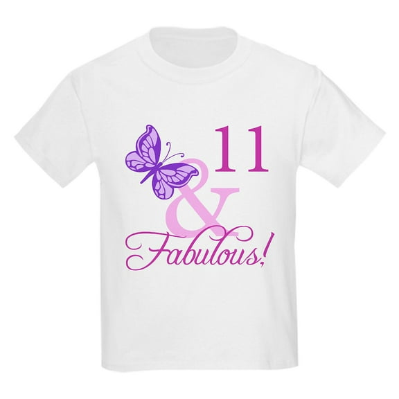 CafePress - Fabulous 11Th Birthday For Girls Kids Light T Shir - Light T-Shirt Kids XS-XL