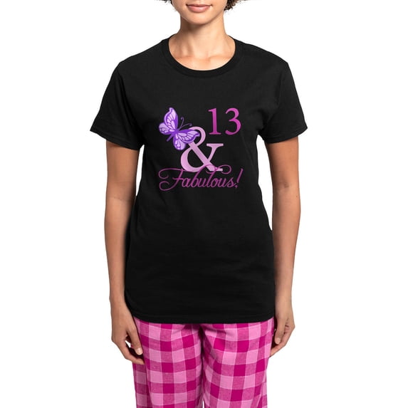 CafePress - Fabulous 13Th Birthday Women's Dark Pajamas - Women's Short Sleeve Print T-Shirt and Pants Dark Cotton Pajama Set