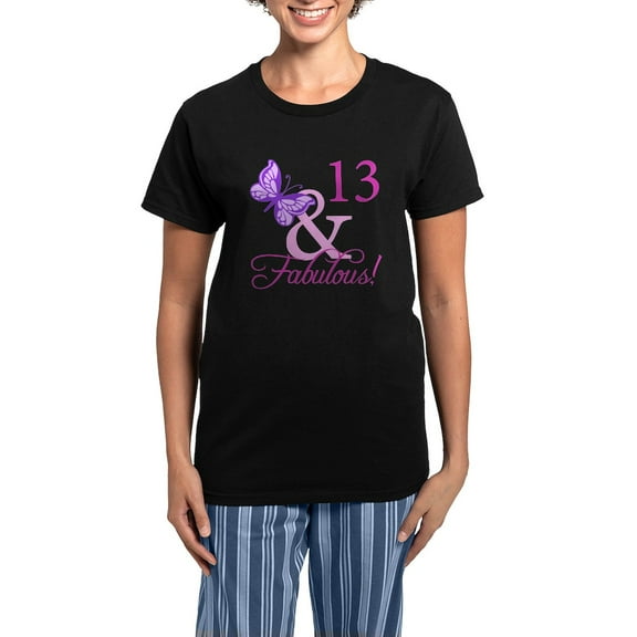 CafePress - Fabulous 13Th Birthday Women's Dark Pajamas - Women's Short Sleeve Print T-Shirt and Pants Dark Cotton Pajama Set