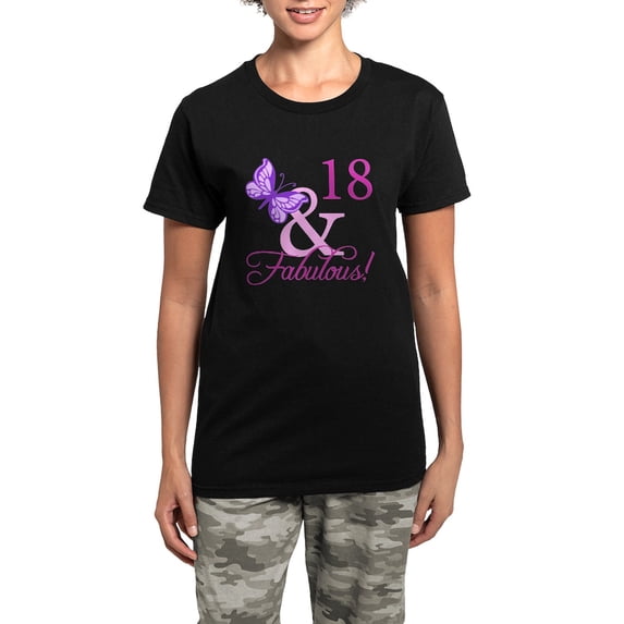 CafePress - Fabulous 18Th Birthday For Girls Women's Dark Paja - Women's Short Sleeve Print T-Shirt and Pants Dark Cotton Pajama Set