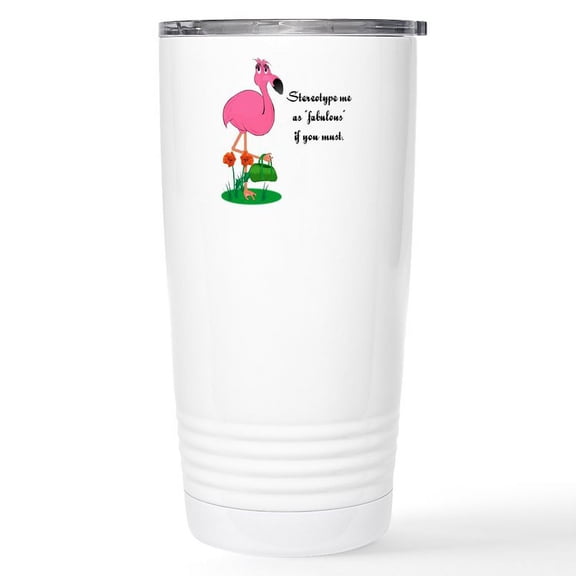 CafePress - Fabulous Fanny Flamingo Stainless Steel Travel Mug - Insulated Stainless Steel Travel Tumbler 20 oz.