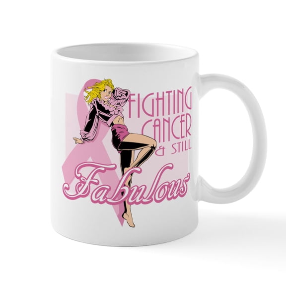 CafePress - Fabulously Fighting Cancer Mug - 11 oz Ceramic Mug - Novelty Coffee Tea Cup