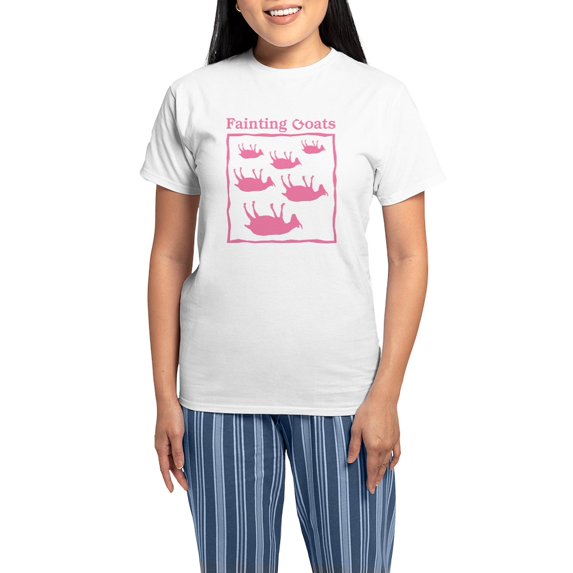 CafePress - Fainting Goats Women's Light Pajamas - Women's Short Sleeve Print T-Shirt and Pants Light Cotton Pajama Set