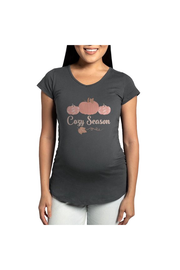 - Fall Pumpkins Cozy Season Maternity T Shirt - Maternity Dark T-Shirt