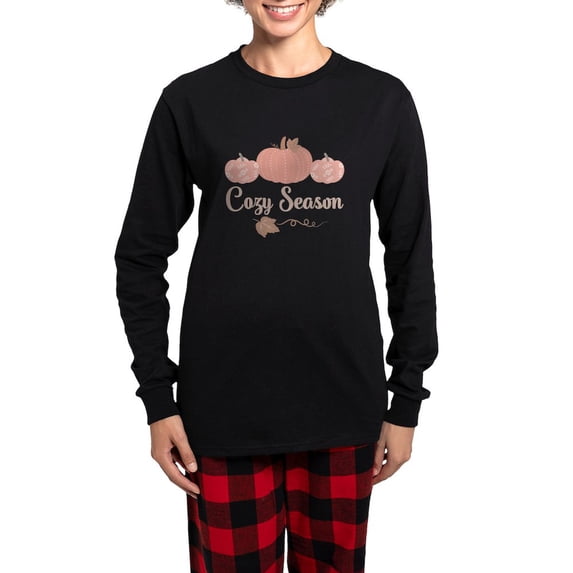 CafePress - Fall Pumpkins Cozy Season - Women's Long Sleeve Dark Pajamas