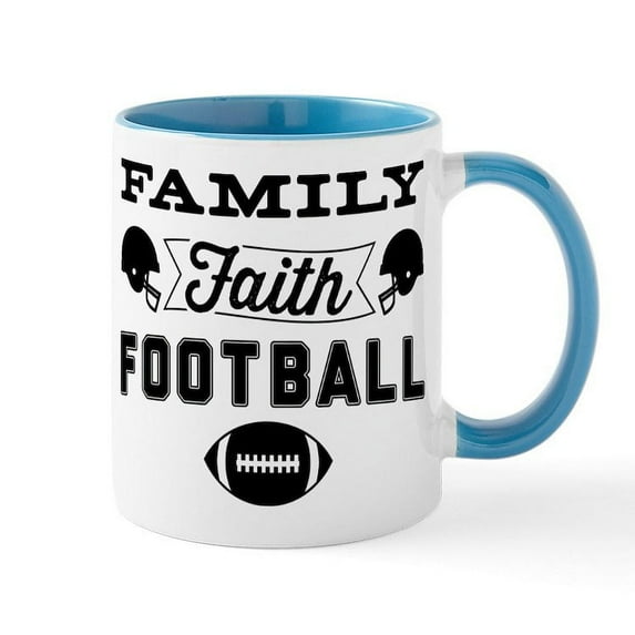 CafePress - Family Faith Football - 11 oz Ceramic Mug - Novelty Coffee Tea Cup