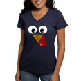 thumbnail image 1 of CafePress - Family Thanksgiving Day Turkey Face - Women's V-Neck Dark T-Shirt, 1 of 4