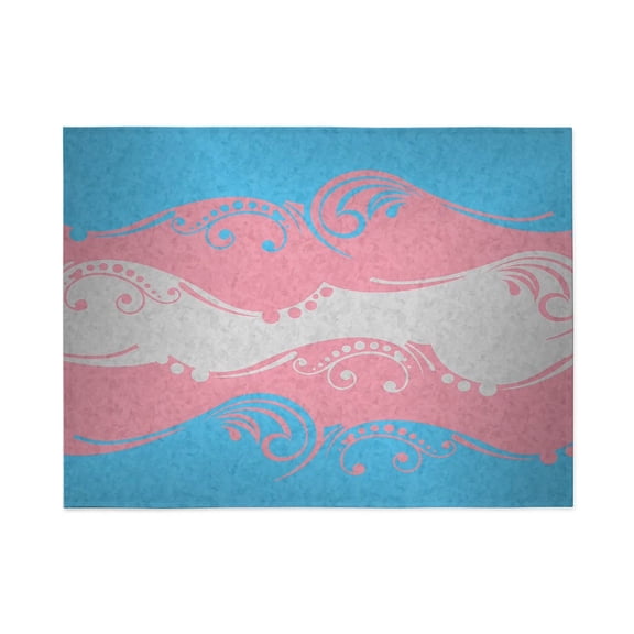 CafePress - Fancy Swooped And Swirled Transgender Pride Flag - Large Plush Fleece Throw Blanket, 80" L x 60" W