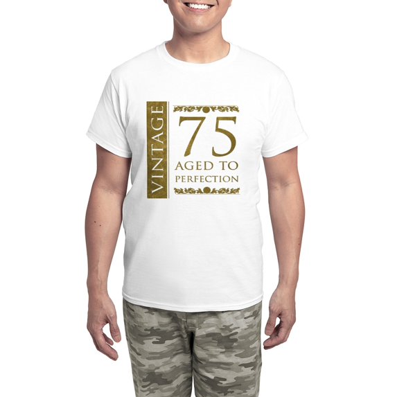 CafePress - Fancy Vintage 75Th Birthday Men's Light Pajamas - Men's Light Loose Fit Cotton Pajama Set