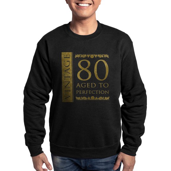 CafePress - Fancy Vintage 80Th Birthday Sweatshirt (Dark) - Classic Crew Neck Sweatshirt