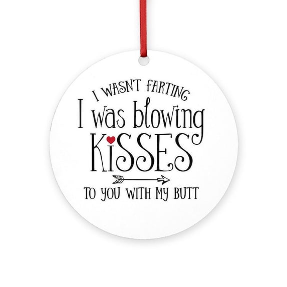 CafePress - Fart Kiss - Round Wood Ornament 4"