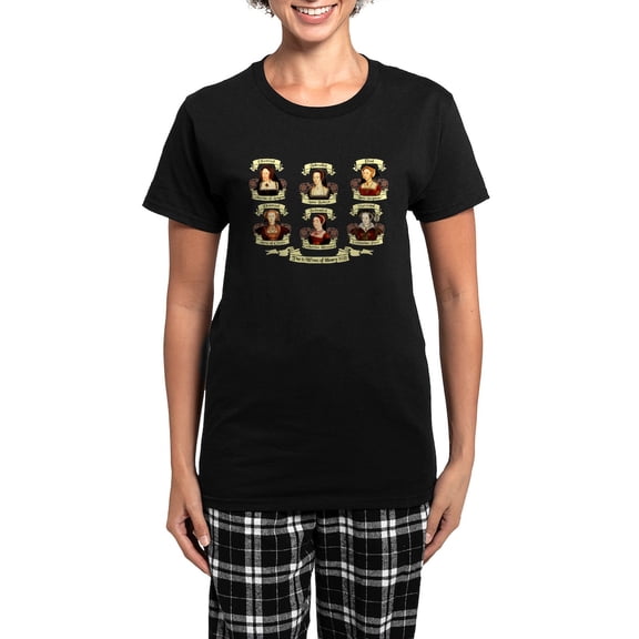 CafePress - Fates Of Henry VIII Wives Women's Dark Pajamas - Women's Short Sleeve Print T-Shirt and Pants Dark Cotton Pajama Set