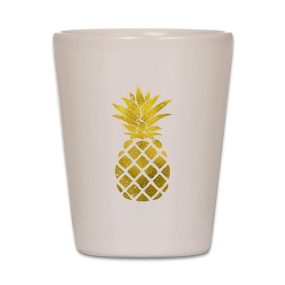 CafePress - Faux Gold Foil Pineapple - White Shot Glass, Unique and Funny Shot Glass