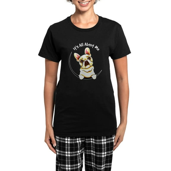 CafePress - Fawn Frenchie IAAM Women's Dark Pajamas - Women's Short Sleeve Print T-Shirt and Pants Dark Cotton Pajama Set