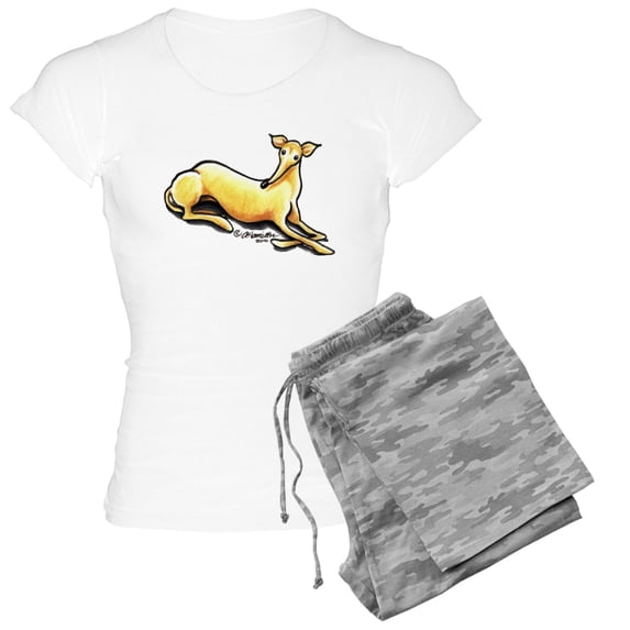 CafePress - Fawn Whippet Lover Women's Light Pajamas - Women's Short Sleeve Print T-Shirt and Pants Light Cotton Pajama Set