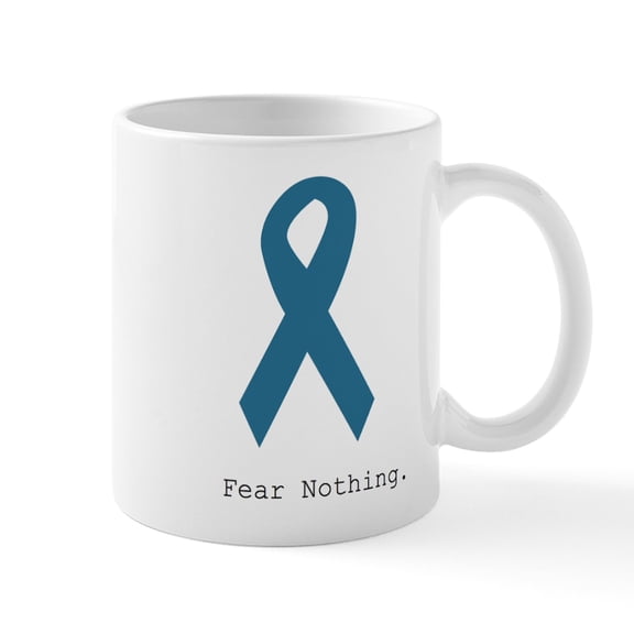 CafePress - Fear Nothing. Teal Rib Mugs - 11 oz Ceramic Mug - Novelty Coffee Tea Cup