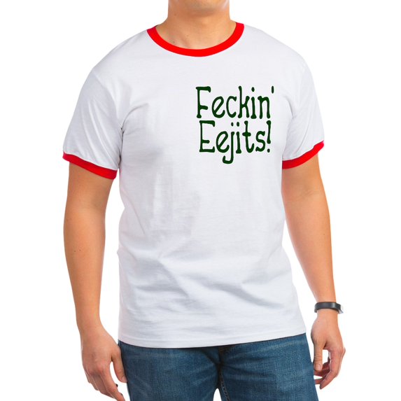 CafePress - Feckin' Eejits! Ringer T - 100% Cotton Ringed T-Shirt