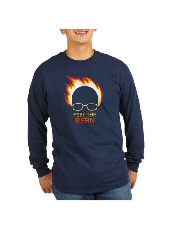 - Feel The Bern Flame Long Sleeve T Shirt - Long Sleeve Dark T-Shirt