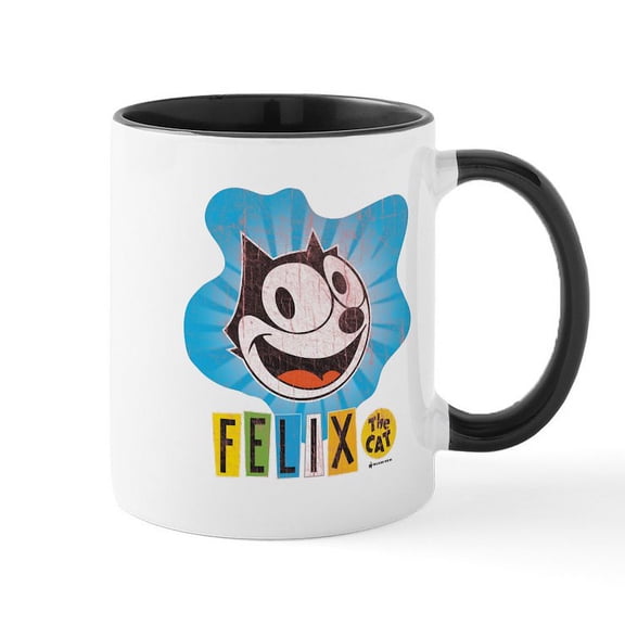 CafePress - Felix Blue Swirl Laughing Mug - 11 oz Ceramic Mug - Novelty Coffee Tea Cup