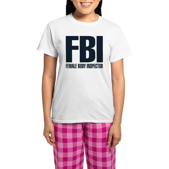 CafePress - Female Body Inspector Women's Light Pajamas - Women's Short Sleeve Print T-Shirt and Pants Light Cotton Pajama Set