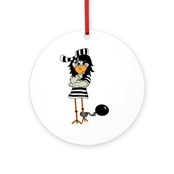 CafePress - Female Jail Bird -  Round Wood Ornament 4"