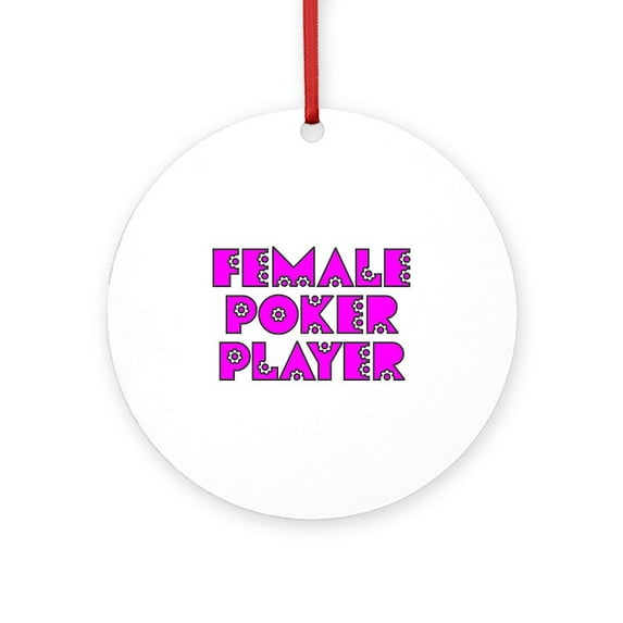 CafePress - Female Poker Player - Round Wood Ornament 4"
