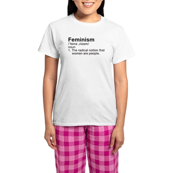 CafePress - Feminism Definition Women's Light Pajamas - Women's Short Sleeve Print T-Shirt and Pants Light Cotton Pajama Set