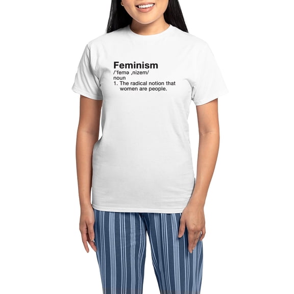 CafePress - Feminism Definition Women's Light Pajamas - Women's Short Sleeve Print T-Shirt and Pants Light Cotton Pajama Set