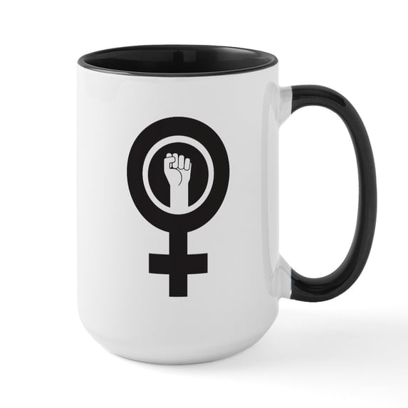 CafePress - Feminist Power Large Mug - 15 oz Ceramic Large White Novelty Mug