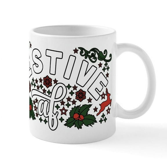 CafePress - Festive AF - 11 oz Ceramic Mug - Novelty Coffee Tea Cup