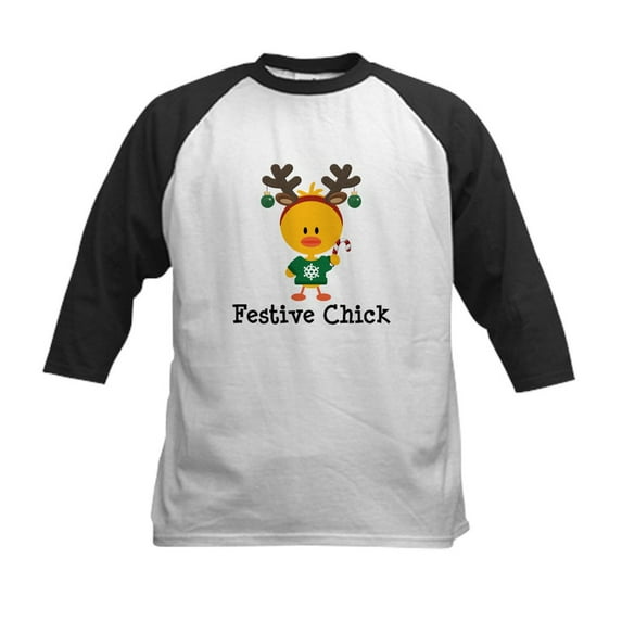 CafePress - Festive Chick Kids Baseball Jersey - Kids Cotton Baseball Jersey, 3/4 Sleeve Shirt