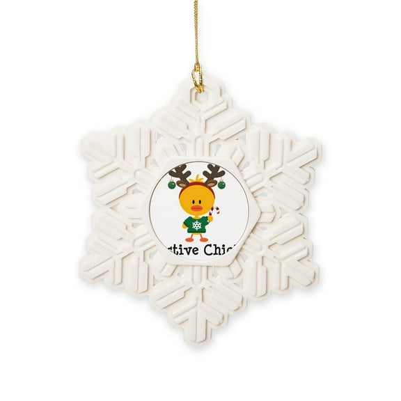 CafePress - Festive Chick - Snowflake Ornament