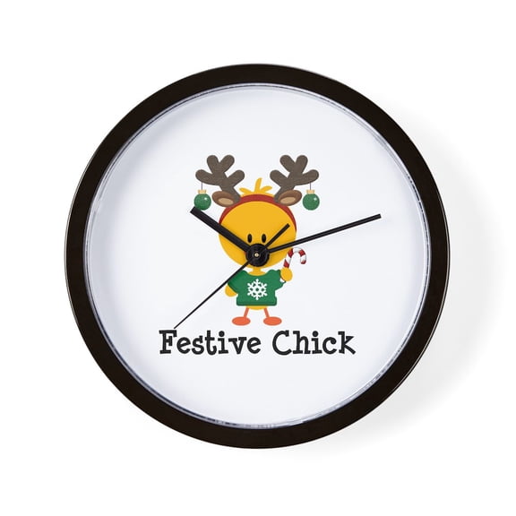 CafePress - Festive Chick - 10" Quartz Analog Battery-Powered Modern Wall Clock, Unique