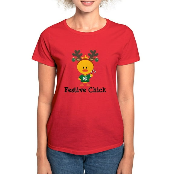 CafePress - Festive Chick Women's Dark T Shirt - Women's Traditional Fit Dark T-Shirt
