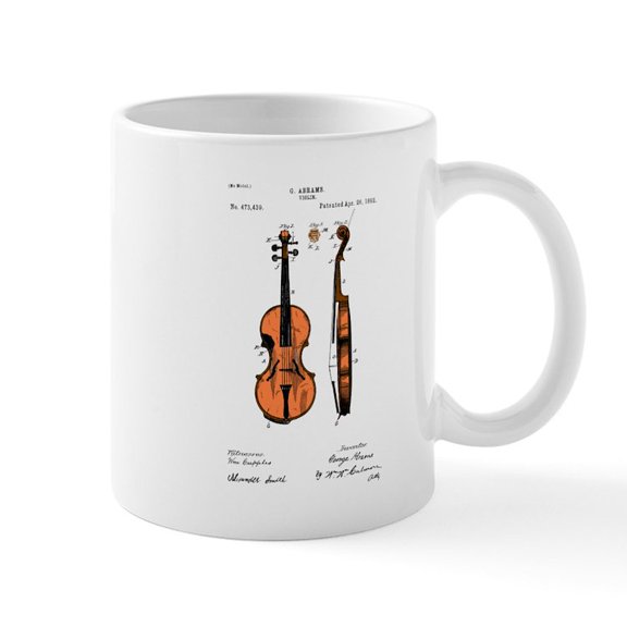 CafePress - Fiddle (Full) Patent Mug - 11 oz Ceramic Mug - Novelty Coffee Tea Cup