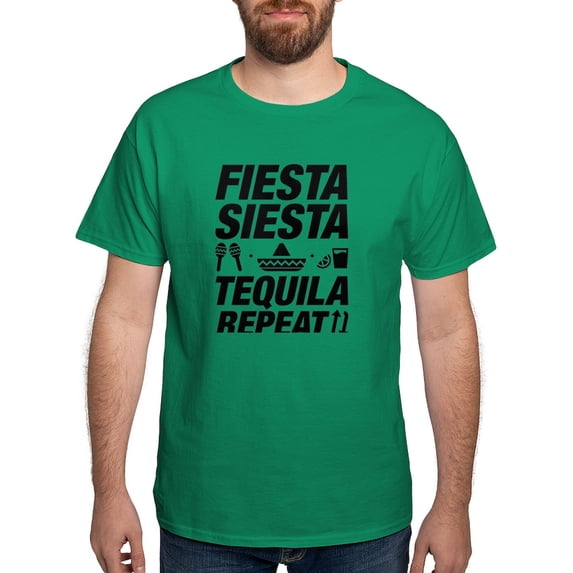 CafePress - Fiesta Siesta Tequila Repeat Dark T Shirt - Men's Classic Graphic Cotton T-Shirt