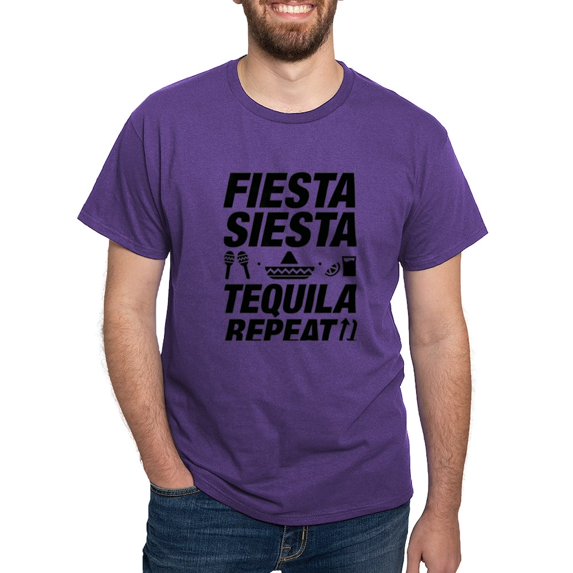 CafePress - Fiesta Siesta Tequila Repeat Dark T Shirt - Men's Classic Graphic Cotton T-Shirt