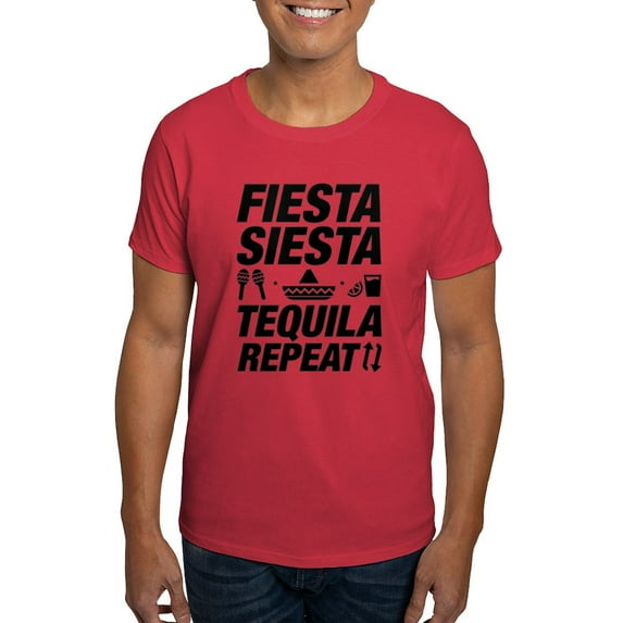 CafePress - Fiesta Siesta Tequila Repeat Dark T Shirt - Men's Classic Graphic Cotton T-Shirt