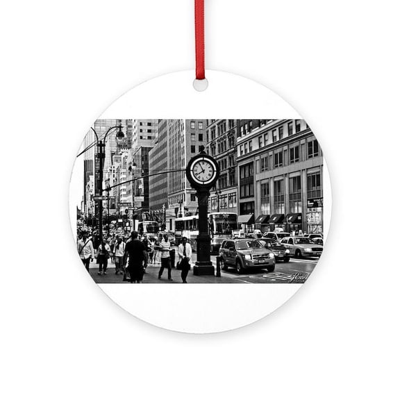 CafePress - Fifth Ave New York City - Round Wood Ornament 4"