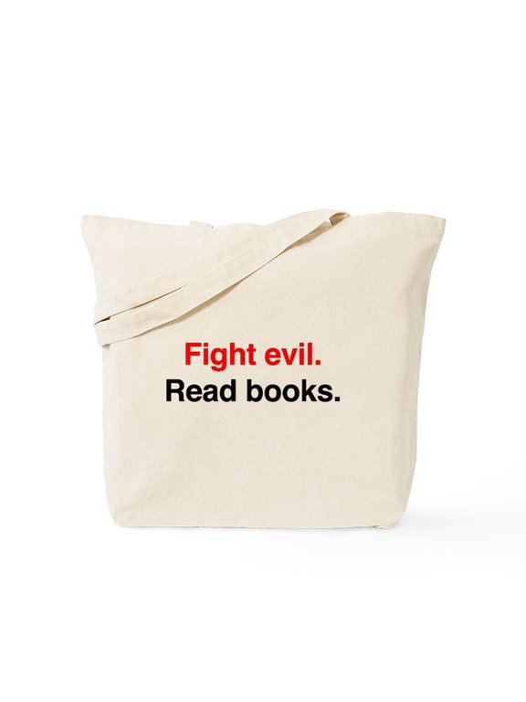 - Fight Evil, Read Books Tote Bag - Unisex Canvas Tote Bag, Beige, 1-Piece