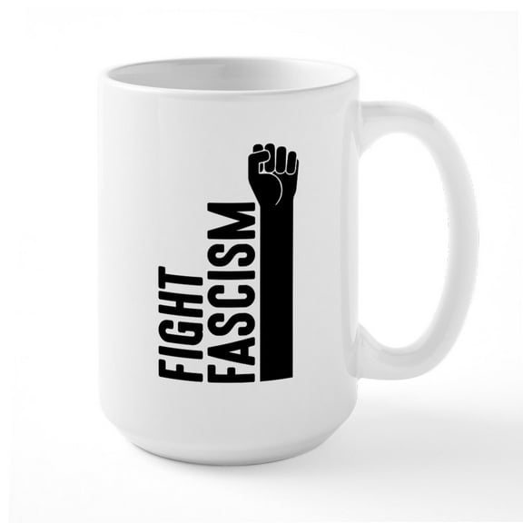CafePress - Fight Fascism Large Mug - 15 oz Ceramic Large White Novelty Mug