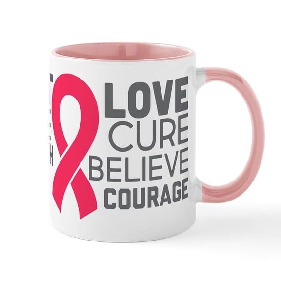 CafePress - Fight Hope Strength Faith Love - 11 oz Ceramic Mug - Novelty Coffee Tea Cup