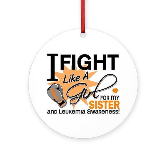 CafePress - Fight Like A Girl Leukemia - Round Wood Ornament 4"