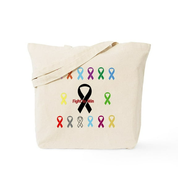 CafePress - Fight To Win Ribbons Tote Bag - Unisex Canvas Tote Bag, Beige, 1-Piece