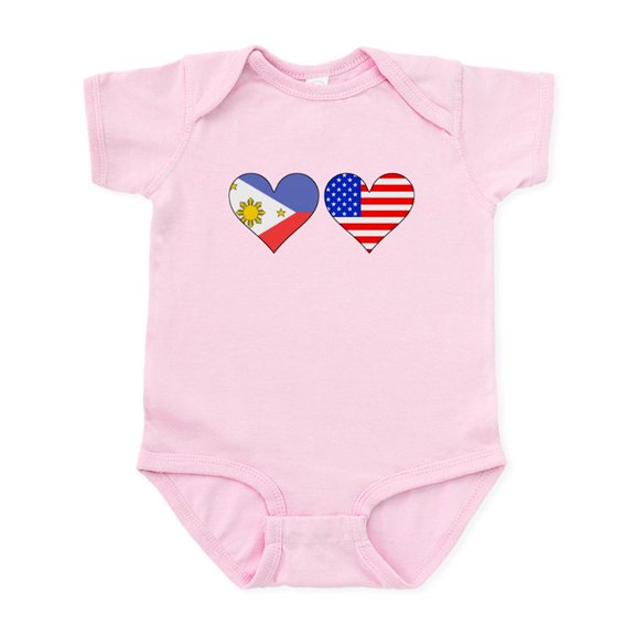 CafePress - Filipino American Hearts Body Suit - Baby Light Bodysuit, Size Newborn - 24 Months