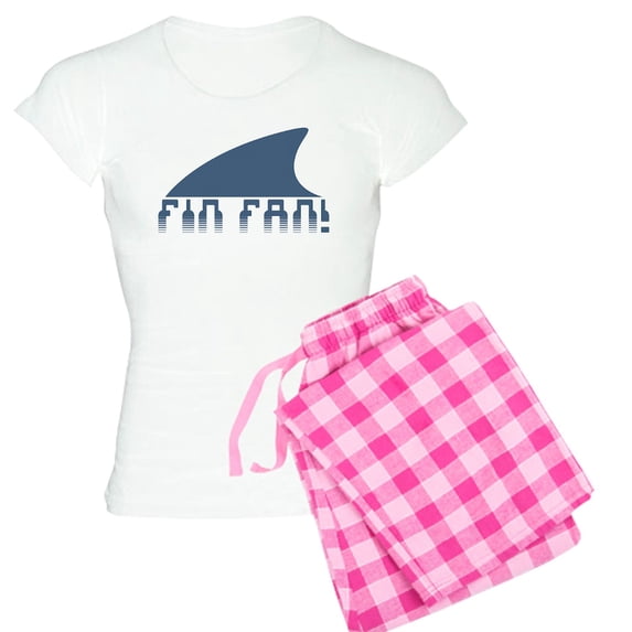 CafePress - Fin Fan Women's Light Pajamas - Women's Short Sleeve Print T-Shirt and Pants Light Cotton Pajama Set