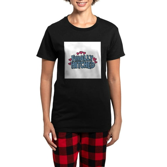CafePress - Finally Hitched Women's Dark Pajamas - Women's Short Sleeve Print T-Shirt and Pants Dark Cotton Pajama Set