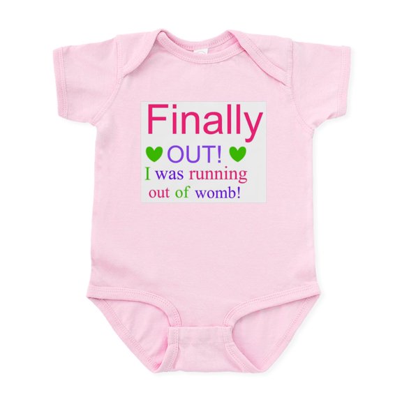 CafePress - Finally Out I Was Running Of Womb Onesie Body Suit - Baby Light Bodysuit, Size Newborn - 24 Months